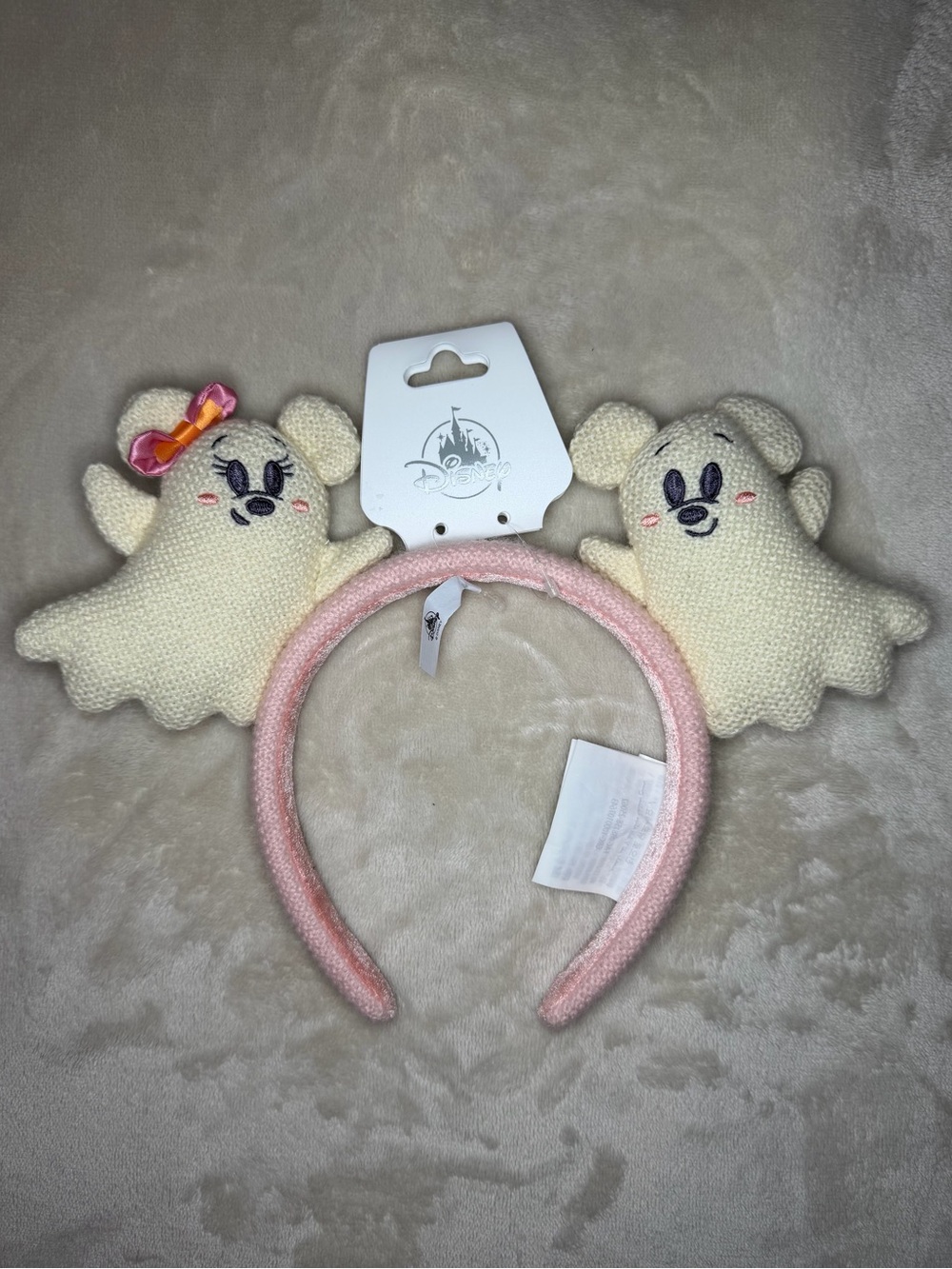 Disney Halloween Mickey and Minnie Mouse Ghost Ears Headband For Adults - NWT